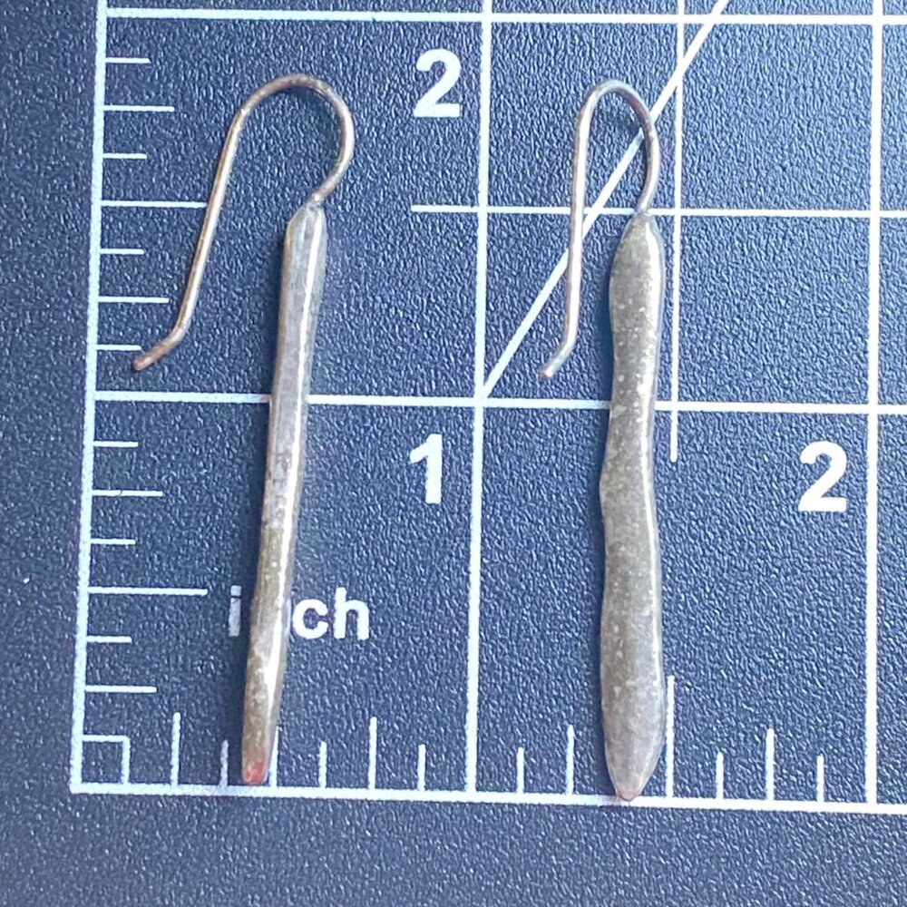 Vintage Rustic 925 Silver Drop Earrings 1.75" 4.2g Matchstick Unisex Tested Boho - Picture 3 of 8